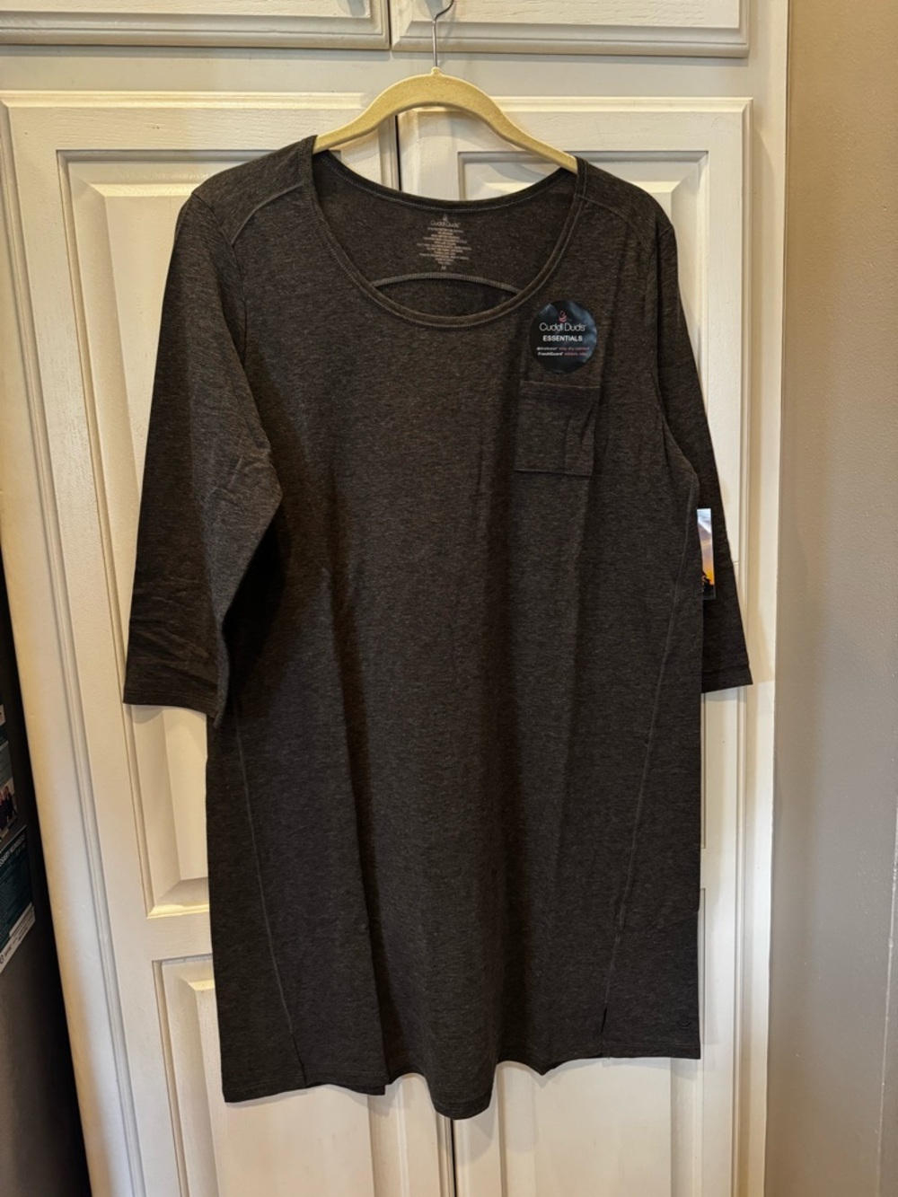 NWT Cuddl Duds Sleep Shirt Dress 3/4 sleeve Nightgown Grey Medium Essentials New
